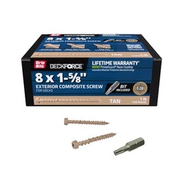 Grip-Rite GRDFCS158GCD1 DeckForce #8 x 1-5/8" Nano Coated Composite Deck Screws, Tan, 1lb Box