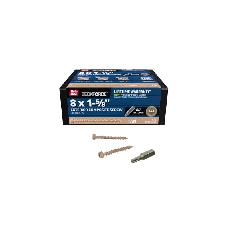 Grip-Rite GRDFCS158GCD1 DeckForce #8 x 1-5/8" Nano Coated Composite Deck