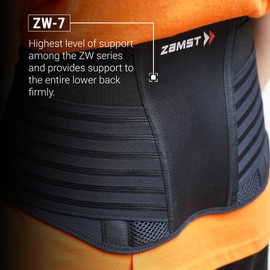 Zamst ZW-7 Adjustable Back Brace - Strong Back Support for Athletes, Back Braces for Lower Back Pain, Back Compression Belt for Sports - Breathable Mesh Fabric - 2X-Large