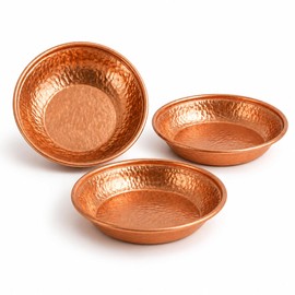 Gemejutor Copper Hammered Decorative Bowls, Set of 3, 11.4cm Versatile Dishes for Sauces, Dips, Incense, Offerings, Ashtray & Jewelry Holder