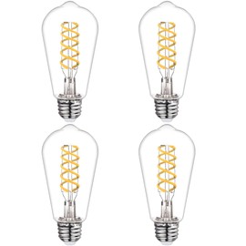 loongpopo 4 Pack ST19(ST58) Vintage LED Edison Light Bulbs, Neutral White 4000K, Dimmable 600LM, CRI 80+, 6W Equivalent to 60W, E26 Base Clear Plastic, Antique Decorative LED Filament Bulbs for Home