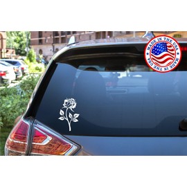 Sunset Graphics & Decals Pretty Rose Flower Vinyl Car Decal Sticker Floral | Cars Trucks Vans Walls Laptop | White |5.5 inches | SGD000355