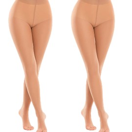 BaiDekun Ballet Tights Women's 2 Pairs Without Foot Opaque Dance Tights Leggings Ballet Leggings Semi Opaque Black Skin Colour