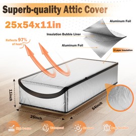 Angooni Attic Stairs Insulation Cover, 25 in x 54 in x 11in Thick & Robust Attic Ladder Insulation Cover - Attic Door Insulation Cover with Zipper, No Leaking