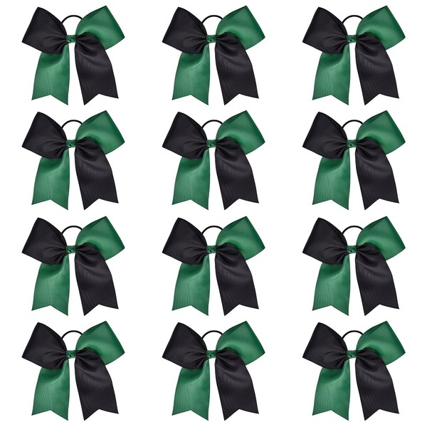 DEEKA 12PCS 8" Two Toned Large Cheer Hair Bows Ponytail