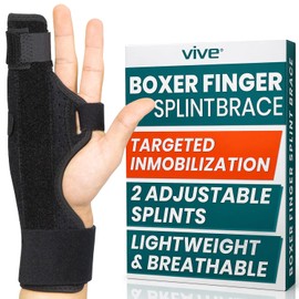 Vive Boxer Finger Splint - Supports Pinky, Ring, Middle Metacarpals and Knuckles - Right or Left Adjustable Hand Brace - Straightening for Trigger Finger, Injury, Fracture, Broken, Tendonitis (9 inch)