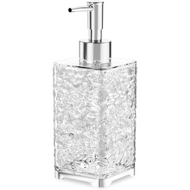 13.5 Oz Translucent White Plastic Soap Dispenser with Rust-Proof Pump, Hand Wash Dispenser for Bathroom, Kitchen, and Laundry Room (Square)