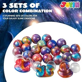 JOYIN Favores de moco para Fiestas, Paquete de 24 Bolas de moco Galaxy - Estira, no se Pega, sin desorden, Alivio del estrés y Seguro - Juguetes para 