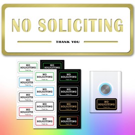No Soliciting Sign for House Front Door Weatherproof Self-Adhesive Sticker Do Not Ring Doorbell Sign for Ring Home Doorbell Yard 3-Piece Set