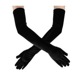 INOGIH 1920s Long Opera Velvet Gloves for Women - Gatsby Flapper Gloves Evening Party Wedding Gloves Costume Accessory