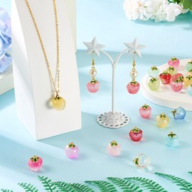 FASHEWELRY 24Pcs Crystal Glass Apple Charms Fruit Food Charms Apple Bead Pendants with Enamel Finding Loops Cute Kandi Charm for Necklace Bracelets Earring Jewelry Making Supplies