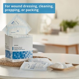 McKesson Premium Woven Gauze Sponges, Sterile, 8-Ply, USP Type VII, 100% Cotton, 4 in x 4 in, 2 Per Pack, 50 Packs, 100 Total