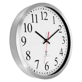 Foxtop Wireless Wall Clock Silent Analogue Non-Ticking 25 cm Easy to Read Clock for Kitchen, Living Room, Bedroom, Home Office, Silver
