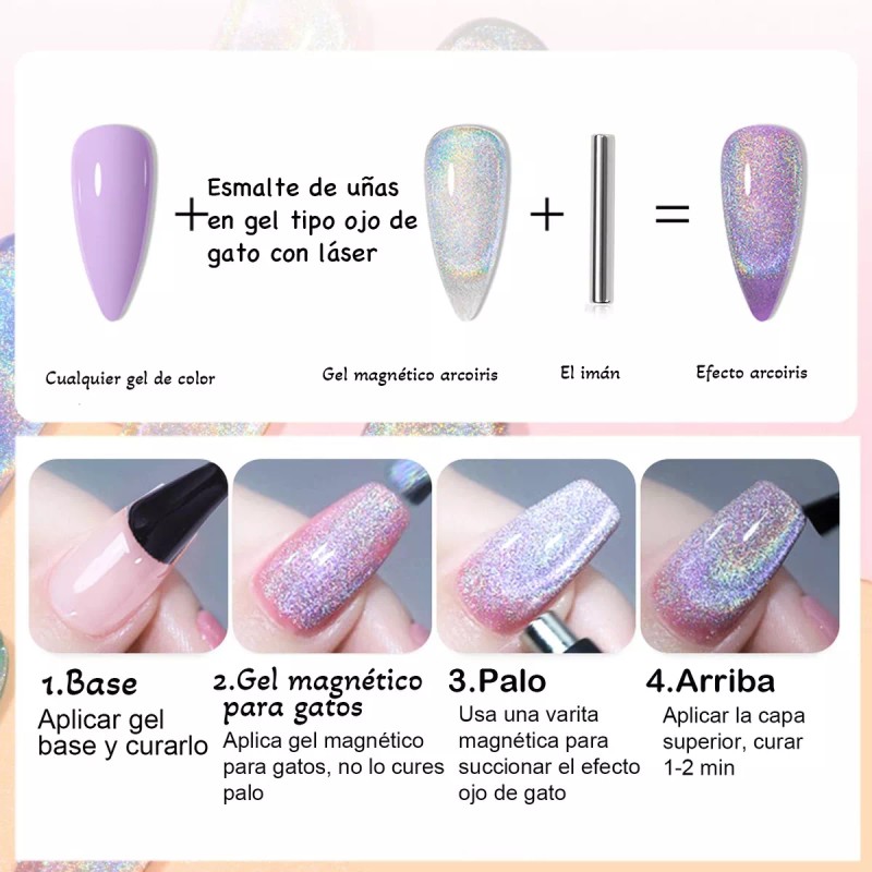 Shinetour Láser Arcoíris Esmaltes Uñas Gel Uñas Efecto Ojo Gato