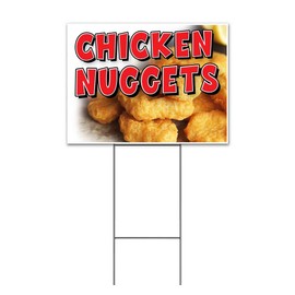 Chicken Nuggets (18" x 24") Yard Sign, Quantity Discounts, Multi-Packs, Includes Metal Step Stake, Bandit, New, Advertising, USA