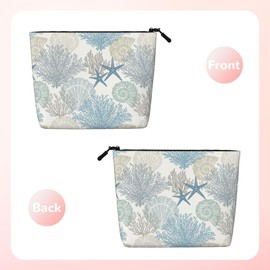 MINIOZE Beach Coastal Sea Beachy Colorful Nave Blue Nautical Starfish Makeup Bag Travel Cosmetic Bag Organizer Toiletry Bag Make Up Bags For Women Girls Large Light