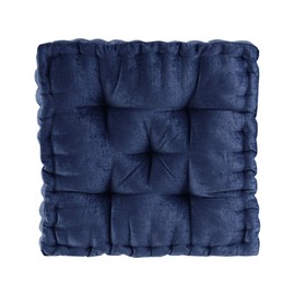 Intelligent Design Azza Floor Pillow Square Pouf Chenille Tufted with Scalloped Edge Design Hypoallergenic Bench/Chair Cushion, 1 Count (Pack of 1), Navy