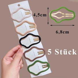 Canollo 5 Stück Snap Haarspangen Damen, 7cm Metall Damen Haarclips Groß, 5 Farben Lange Snap Haarclip mit Wolken Motiven, Haarspangen Groß für Gebrochenes Haar Anordnen, Haarklammern Französische