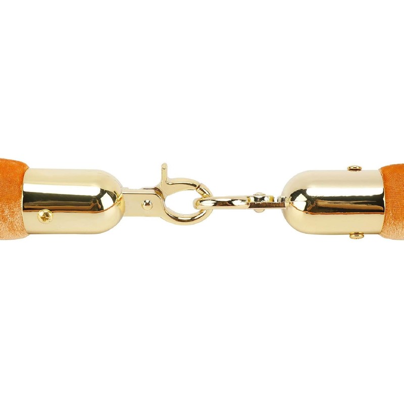 NovelBee 4pcs Orange Velvet Stanchion Ropes with Gold Hooks,5 Feet