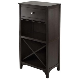 Pemberly Row Transitional Solid Wood Modular Wine Rack Cabinet in Dark Espresso