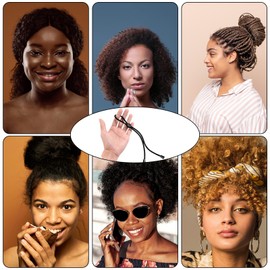 Nogeqi 8pcs Adjustable Hair Ties,Adjustable Afro loc accessories for black women,Adjustable rip tie hair tie,Ponytail Holders for Thick Hair,Afro Puff Ponytail for Black Women(Black)