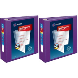 Avery Heavy-Duty View 3 Ring Binder, 3" One Touch EZD Rings, 1 Purple Binder (Pack of 2)