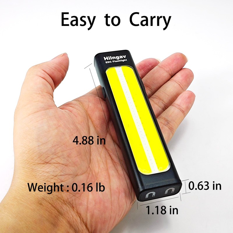 2 Pack Rechargeable EDC Flat Flashlight 600 Lumens 8 Modes