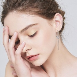 J.MUEN Long Earrings Hanging 925 Sterling Silver Earrings for Women Girls with Gift Box, Cubic Zirconia