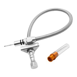 29.5 inch Silver Stainless Transmission Dipstick Tube Fit for GM TH350/TH400 Dipstick Turbo 350/400, with Firewall Mounted Stainless Steel Braided Hose