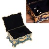 Royalblue Rhinestone Jewelry Box Ring Retro Flower Engraved Earrings Necklace