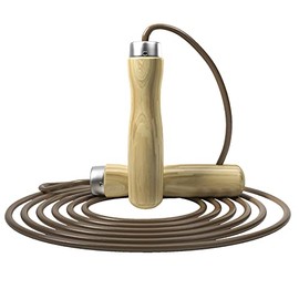 Skipping Rope by Athletics Gear, Pure Wood Handle and Premium Leather Speed Jumping Ropes for fitness Women (Natural Wood Handle)