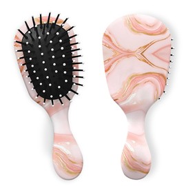 Miwasion Mini Hair Brush,Cute Detangling Travel Brush,Ultra-Soft Bristles Glide Through Tangles with Ease,Ease for Girls,Kids,Women,Men,Wet & Dry All Hair Types (X18-Pink Marble)
