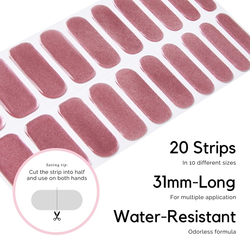 NAILOG Semi-Cured Gel Nail Strips, 20 Strips, Long-Lasting, Salon-Quality, Nail