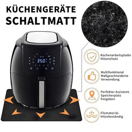 SHYSBV Heat-resistant underlay, pack of 2, fireproof underlay, kitchen worktop, for coffee machines, microwaves, toasters, air fryers, black, heat resistant and non-slip