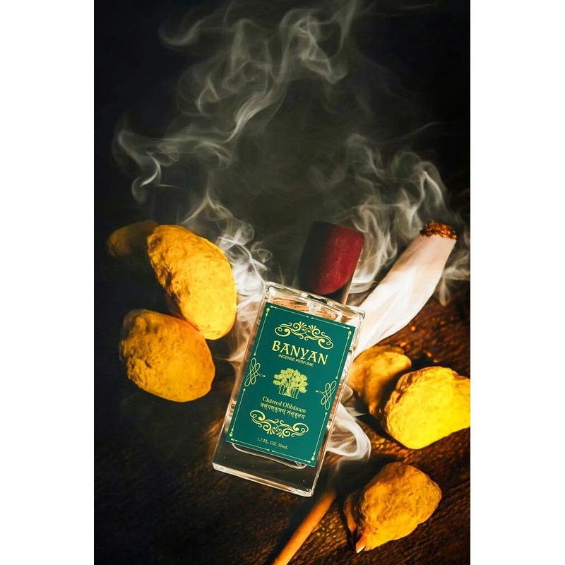 The scent of charcoal created by burning olibanum, Charcold Olibanum