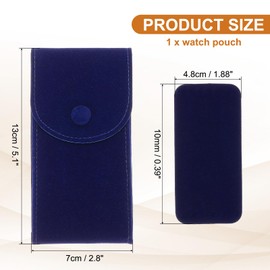 sourcing map Velvet Watch Pouch, Portable Watch Travel Case Soft Watch Storage Bag with Snap Button Inner Pad for Men and Women Gift, Blue