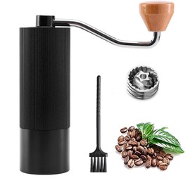 GNEL Molinillo de café manual con rebabas cónicas de acero inoxidable, 20g molinillo de grano de café, ajuste interno ajustable, café de goteo, expreso, prensa francesa