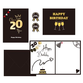 Sumerk 1 Pack Happy 20th Birthday Card Cheer to 20th Birthday Greeting Card with Stickers and Envelope for Her Him Men Women Birthday Gifts 15 x 20 cm
