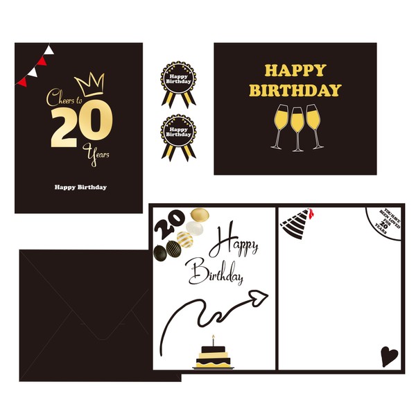 Sumerk 1 Pack Happy 20th Birthday Card Cheer to 20th