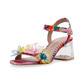 Betsey Johnson Women's Cinthia Heeled Sandal, Berry Multi, 10