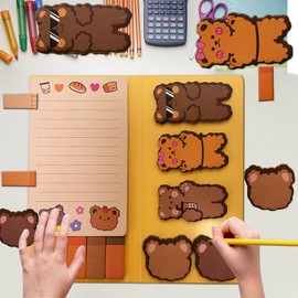 550 Sheets Cute Sticky Notes Set, 11 Designs Note Pads, Adorable Cartoon Writing Memo Pads with Fancy Divider Tabs for Kids Students School Office Supplies (Cute Bear)