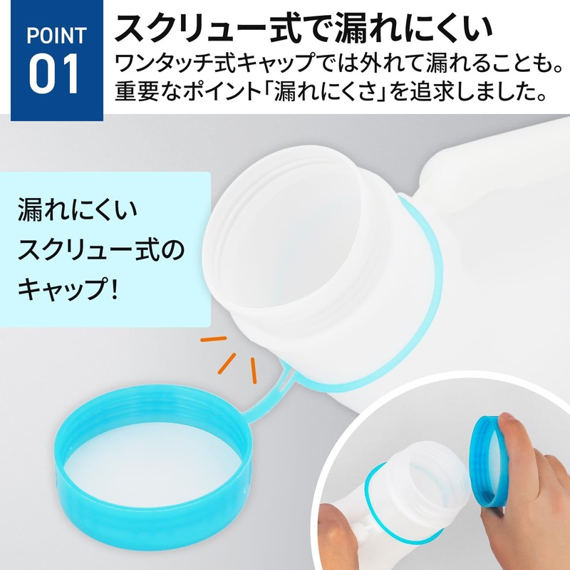 【Cata-MEDICA】 尿瓶 男性用 内容量1L 医療機器メーカー選定品 口径が広い 持ち運びしやすい こぼれない しびん 介護