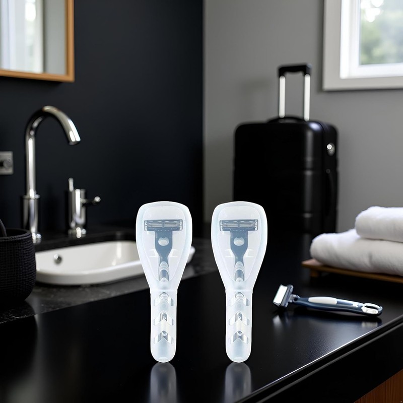 2Pcs Clear Travel Razor Case, Hard Plastic Shaver Cover with