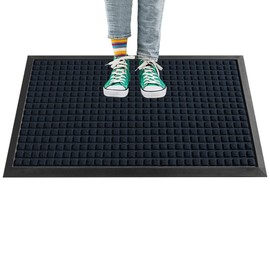 Restaurantware Comfy Feet 60 x 36 Inch Floor Mat 1 Waffle Outdoor Floor Mat - No-Slip No-Skid Backing Blue Polypropylene Entrance Mat Does Not Get Stain heavy-duty