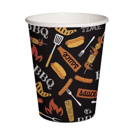 PAW BBQ Paper Party Cups Black Strong 100% Biodegradable Disposable Paper Tableware Dinnerware Cup Party Supplies for Garden Party Picnics ECO FSC Certified - Pack of 10 (Paper Cup 0.25l)