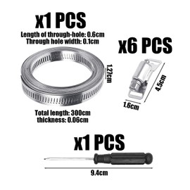 1 Piece of Exhaust Pipe Entrained with 6 Buckles, 1 Small Screwdriver, Pipe Repair Fixture, Adjustable Pipe Clamp, Stainless Steel Pipe Clamp