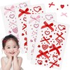 Face Stickers, 4-Piece Set, Pink/Red, Resin, Glittery Deco Parts, Ribbon,