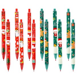 Pack of 24 Christmas Ballpoint Pens, Christmas Ballpoint Pens, 0.5 mm Retractable Ballpoint Pen, Santa Claus Writing Ballpoint Pen, Christmas Gifts for Students, Children