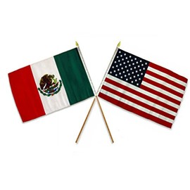 AES Wholesale Combo USA American & Mexico Mexican 12"x18" Stick Flags