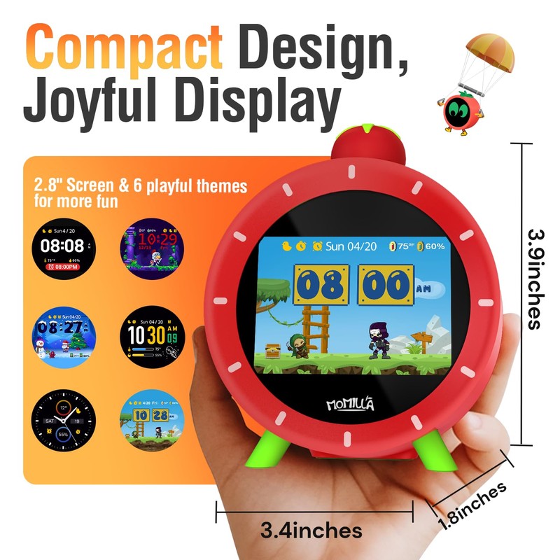 MOMILLA Kids Alarm Clock for Bedrooms, Colorful Display 7-Day Programmable